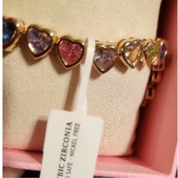 Piper K Gold Heart Bracelet with Multicolor Cubic Zirconia Stones - Picture 6 of 6